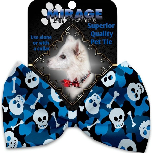 Mirage Pet Products Blue Camouflage Skulls Pet Bow Tie Collar Accessory with Cloth Hook & Eye 1342-VBT